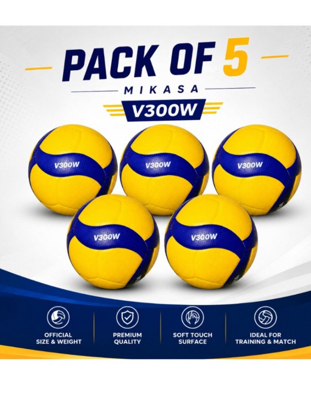 Mikasa V300W  Official FIVB Indoor outdoor Volleyball size 5 - Blue/Yellow